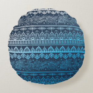 Third tribal ethnic, seamless pattern. round cushion