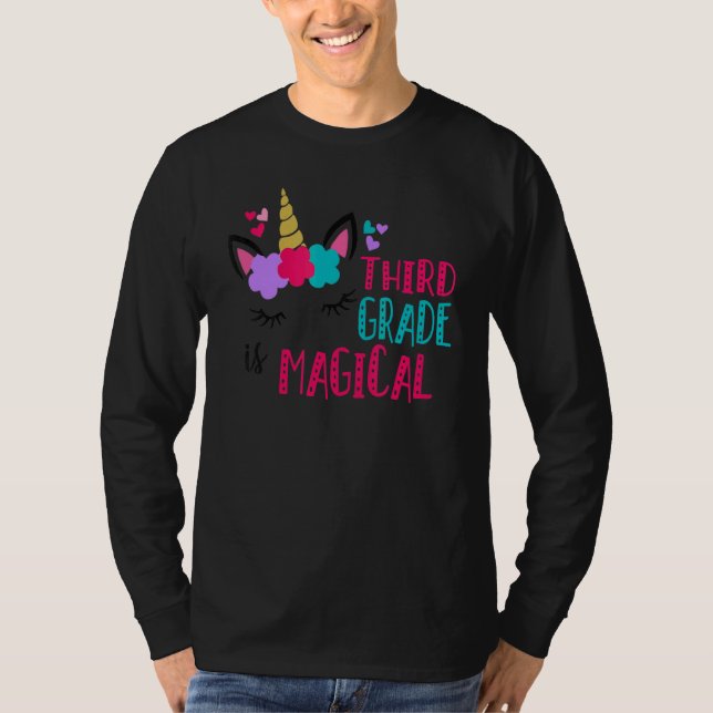 Third Unicorn First Day Of School Girls 1 T-Shirt (Front)