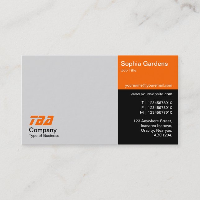 Thirds - Lt Grey, Orange and Black Business Card (Front)