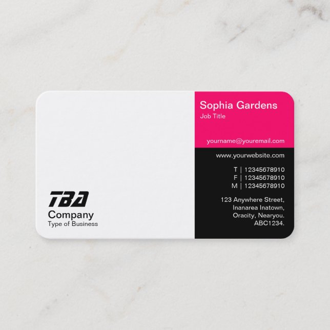Thirds - White, Neon Red and Black Business Card (Front)