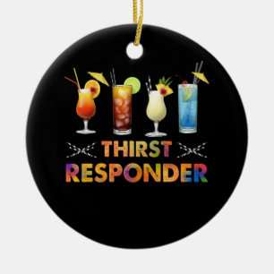 Thirst Response Responder Funny Bartender Mixologi Ceramic Tree Decoration