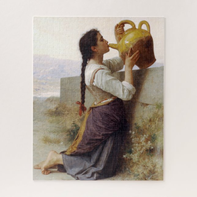 Thirsty Girl Drinking from a Jug (Rural Landscape) Jigsaw Puzzle (Vertical)