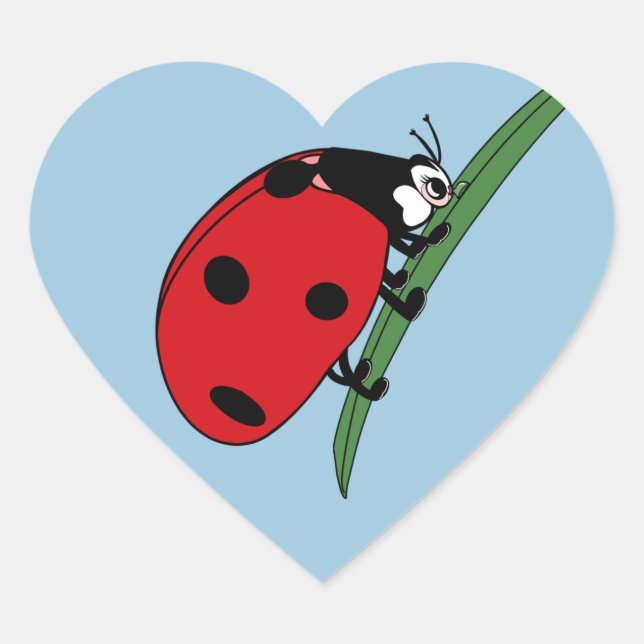 Thirsty Ladybug  Heart Sticker (Front)