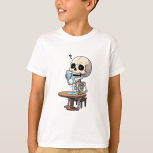 Thirsty Skeleton Drinking Water Kids T-Shirt