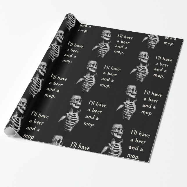 Thirsty Skeleton Wrapping Paper (Unrolled)