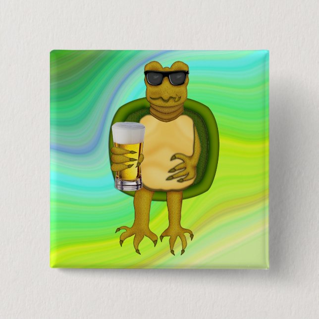 Thirsty Turtle 15 Cm Square Badge (Front)