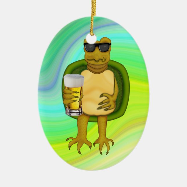 Thirsty Turtle Ceramic Tree Decoration (Front)