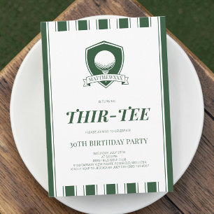 Thirtee Elegant Green Men Golf 30th Birthday Party Invitation