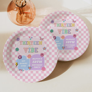 Thirteen A Vibe Preppy Patch 13th Birthday Party Paper Plate