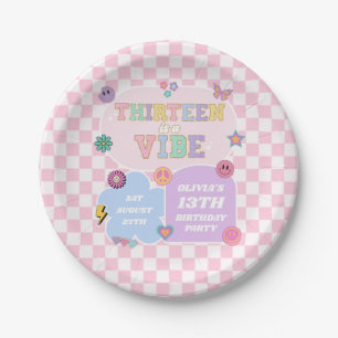 Thirteen A Vibe Preppy Patch 13th Birthday Party Paper Plate