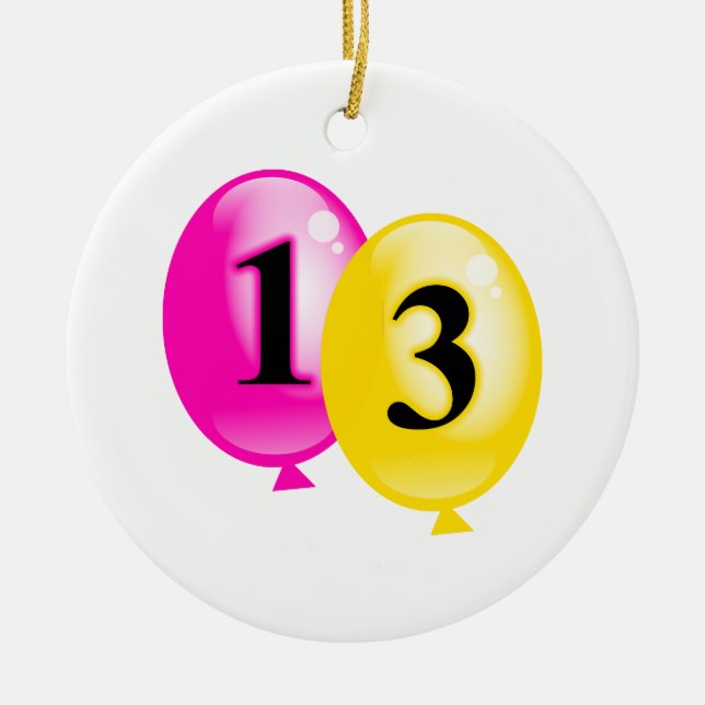 Thirteen Balloons Ceramic Tree Decoration (Front)