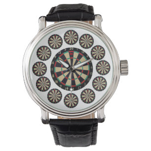 Thirteen Dartboards Mens Large Leather Wristwatch, Watch