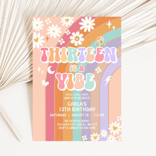 THIRTEEN is a Vibe Daisy Groovy 13th Birthday Invitation