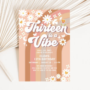 Thirteen is a Vibe Earthy 70s Groovy 13th Birthday Invitation