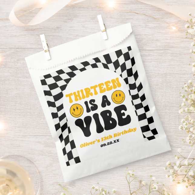 Thirteen Is A Vibe Retro 13th Birthday Party Favour Bags (Clipped)