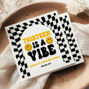 Thirteen Is A Vibe Retro 13th Birthday Party Napkin