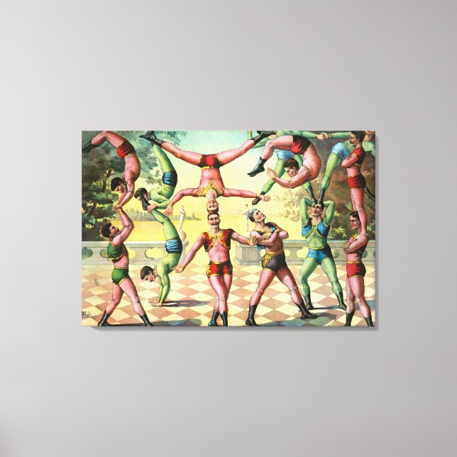 Thirteen Men Doing Acrobatics Canvas Print (Front)