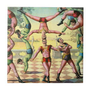 Thirteen Men Doing Acrobatics Tile