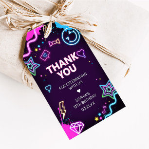 Thirteen Neon Teenager Birthday Party Favour Tags