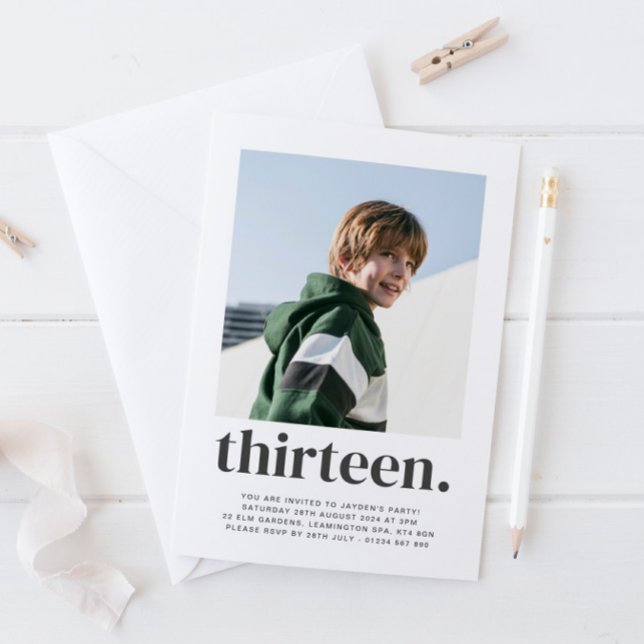 Thirteen Square Photo First Birthday Invitation (Creator Uploaded)