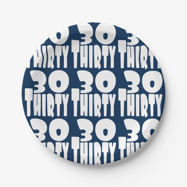 Thirtieth Birthday in BIG Lettering Paper Plate (Front)