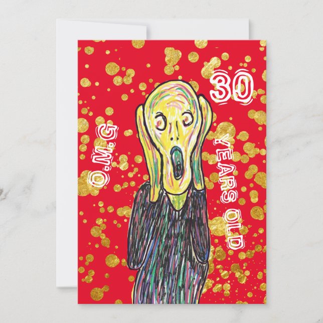 Thirty 30th Birthday artist invite OMG (Front)