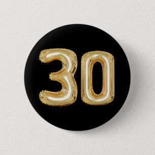Thirty 30th birthday button gold foil balloons