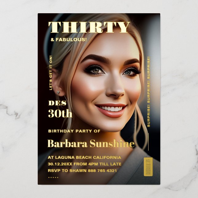 Thirty 30th Birthday Magazine Elegant Modern Gold (Front)