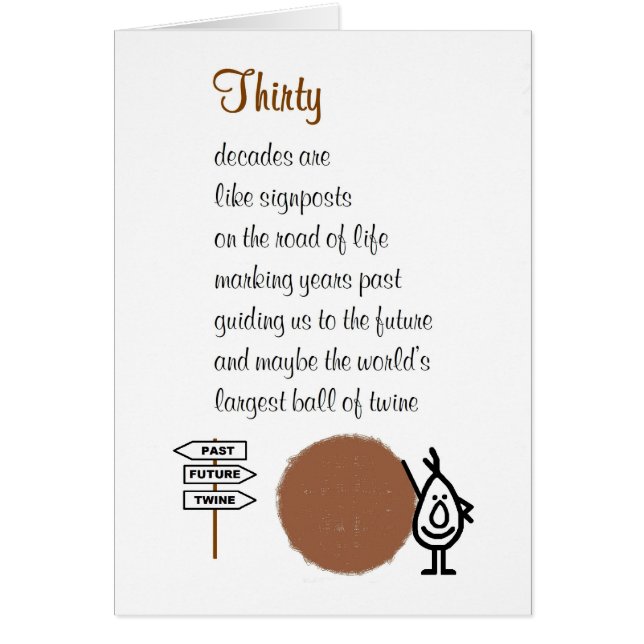 Thirty - a funny thirtieth bithday poem (Front)