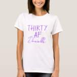 THIRTY AF Funny 30th Birthday Purple T-Shirt<br><div class="desc">Make your 30th birthday unforgettable with this personalised “THIRTY AF” t-shirt in a bold purple print. Featuring your name in stylish script beneath the statement design, this tee is perfect for brunch celebrations, photo ops, or just owning your milestone in full confidence. Soft, flattering, and made to be noticed, it’s...</div>