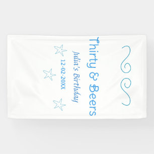 thirty and beers blue star spanish birthday name banner