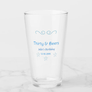 thirty and beers blue star spanish birthday name  glass