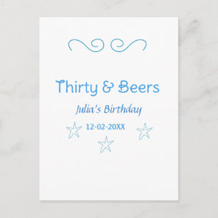 thirty and beers blue star spanish birthday name postcard