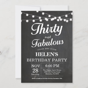 Thirty and Fabulous Birthday Invitation Chalkboard