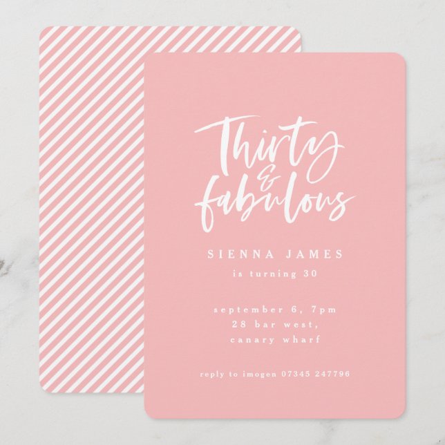 thirty and fabulous birthday party photo invite (Front/Back)