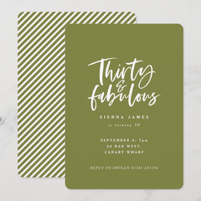 thirty and fabulous birthday party photo invite (Front/Back)