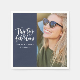 Thirty and fabulous birthday party photo napkin