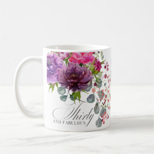 Thirty and Fabulous Elegant Floral 30th Birthday Coffee Mug