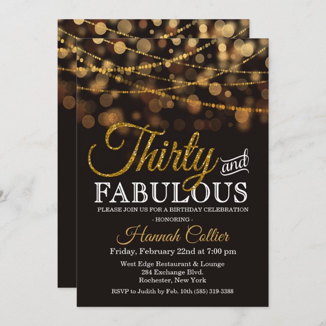 Thirty and Fabulous Glitter Birthday Invitation (Front/Back)