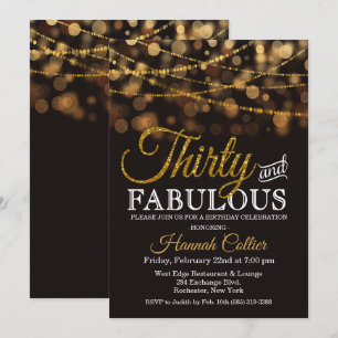 Thirty and Fabulous Glitter Birthday Invitation