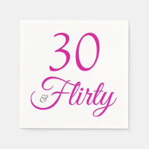 Thirty and Flirty Pink and Grey Birthday Napkins