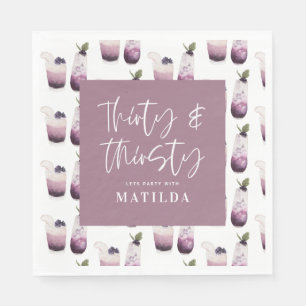 Thirty and thirsty 30th birthday party napkin