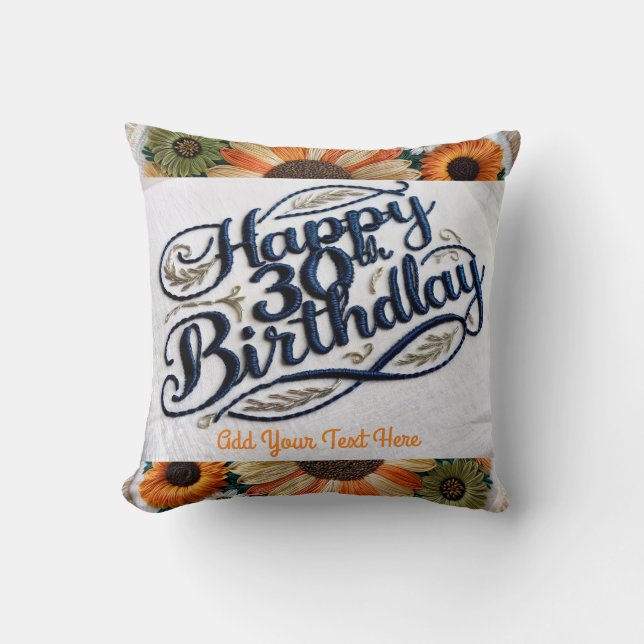 Thirty and Thriving: Custom 30th Birthday Throw  Cushion (Front)