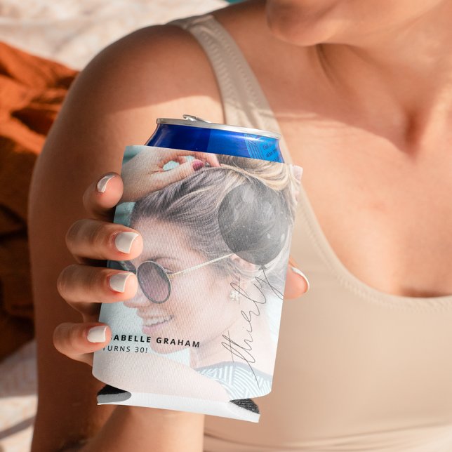 Thirty Balloon String | Photo 30th Birthday Party Can Cooler (Creator Uploaded)