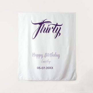 Thirty birthday 30th purple pastel name date styli tapestry