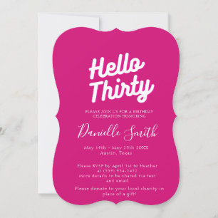 Thirty Birthday Celebration Hot Pink Invitation