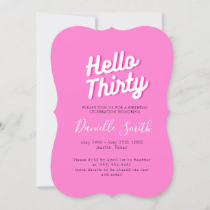 Thirty Birthday Celebration Hot Pink Invitation
