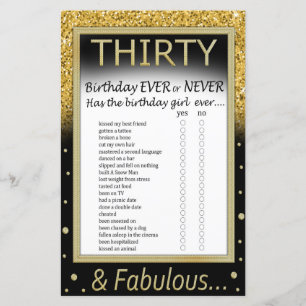 Thirty Birthday Ever or Never Game