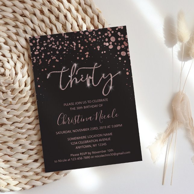Thirty Birthday Party, Rose Gold Gray "Must have" Invitation (Creator Uploaded)