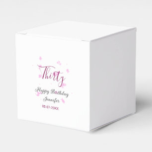Thirty birthday pink glitter stars black 30th date favour box
